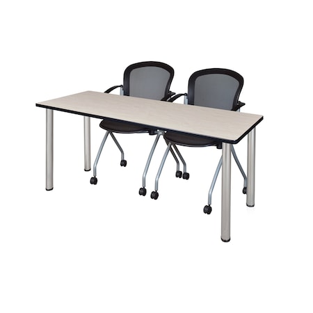 Kee Rectangle Tables > Training Tables > Kee Table & Chair Sets, 66 W, 24 L, 29 H, Maple MT6624PLBPCM23BK